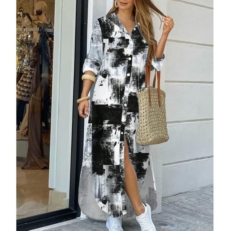 Elegante lange damesjurk, ook verkrijgbaar in plus size, voor een modieuze street style uitstraling.