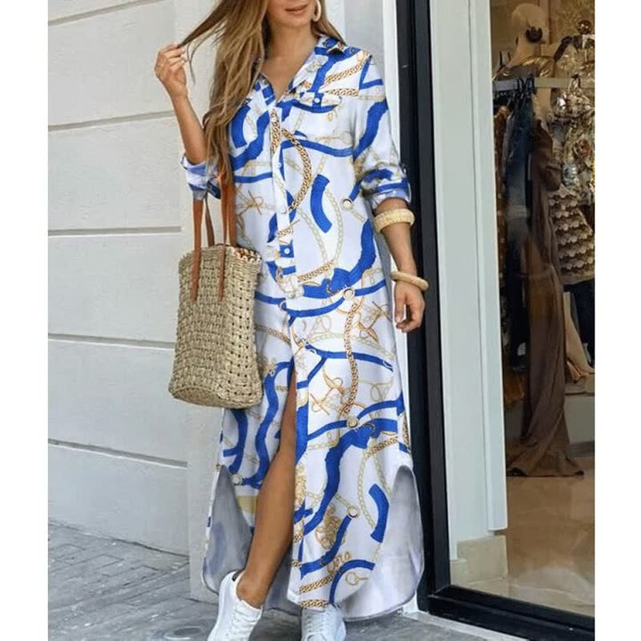 Soepele lange damesjurk, comfortabel en modieus, perfect voor een casual-chique street style uitstraling.