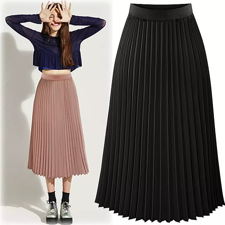 Modieuze geplooide dames rok met hoge taille, creëert een elegant en slank silhouet.