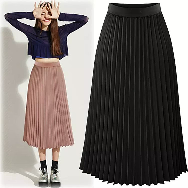 Modieuze geplooide dames rok met hoge taille, creëert een elegant en slank silhouet.