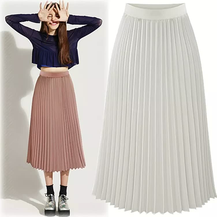 Deze trendy dames plooi rok met hoge taille combineert elegantie met modern comfort.