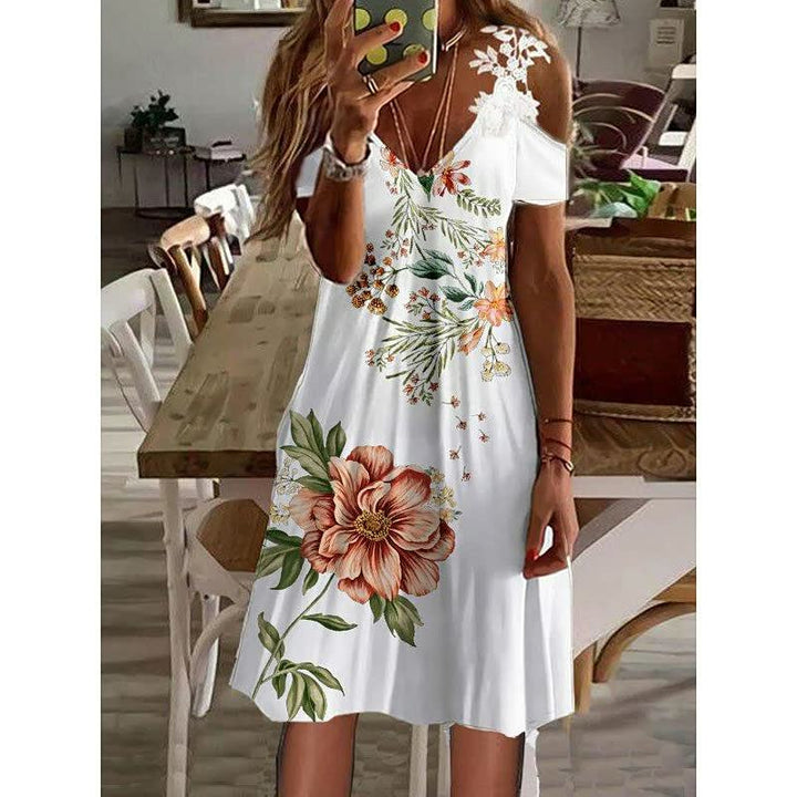 Casual en comfortabele zomerjurk met bloemenprint, ideaal voor dagelijks gebruik.