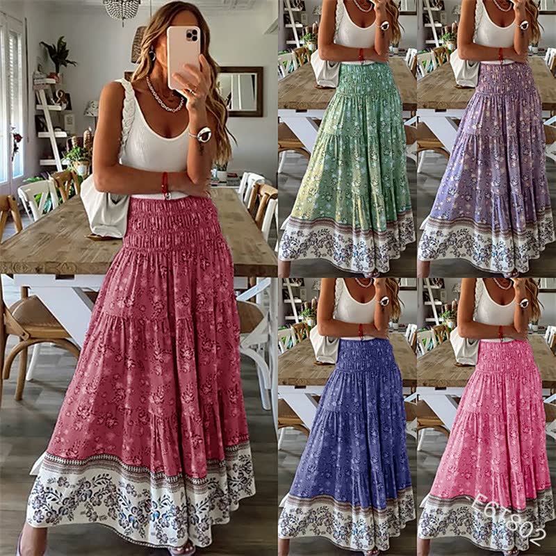 Modieuze lange damesrok, comfortabele bohemian maxirok, trendy voor elke zomerse gelegenheid.