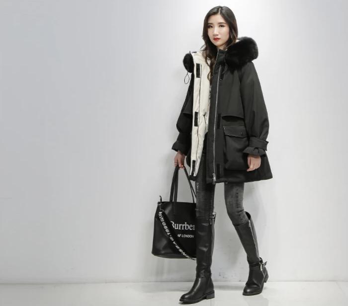 Beige dames winterjas, luxe thermojas die warmte en elegantie combineert. Comfortabel.