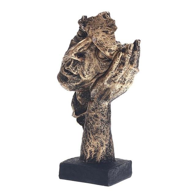 Eigentijdse gouden abstracte sculptuur Soren, een stijlvol kunstwerk voor elke moderne designliefhebber.