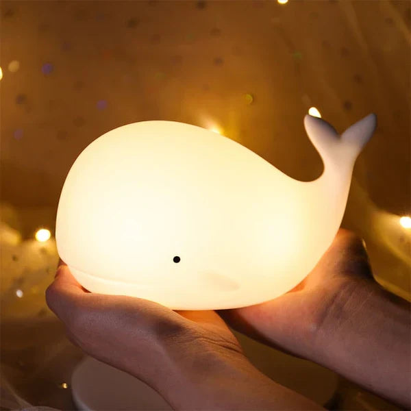 GlowWhale walvis kinderlampje, siliconen, USB, kleurveranderend, perfect voor de baby- of kinderkamer.