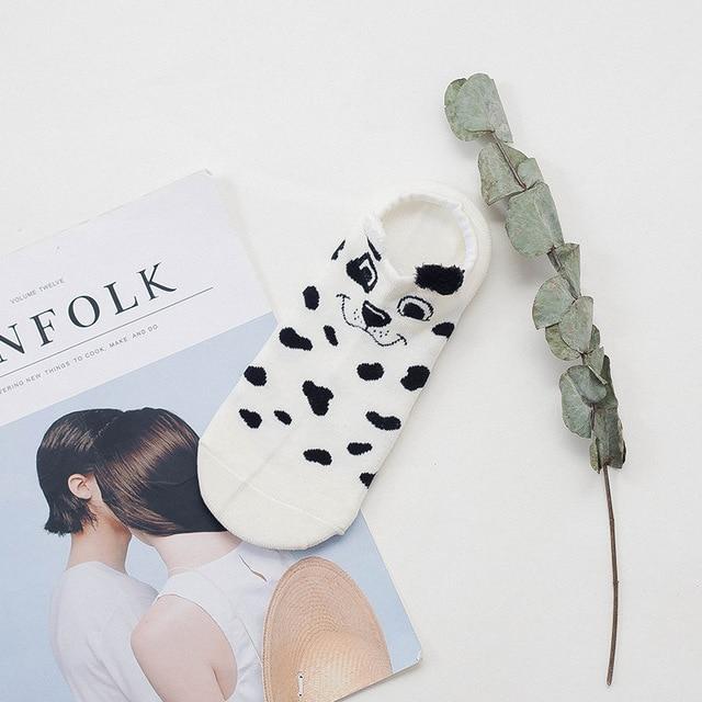 Dames sokkenpakket: sneakersokken met dierengezicht, oortjes, comfortabel & vrolijk.