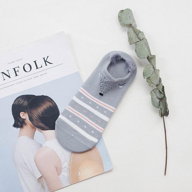 Comfortabele dames sokken met konijnengezicht en oortjes, perfect voor sneakers.