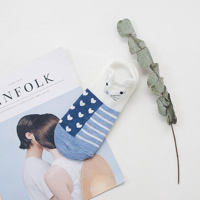 Damesmode accessoire: schattige sneakersokken met dieren & oortjes (2+2 GRATIS).