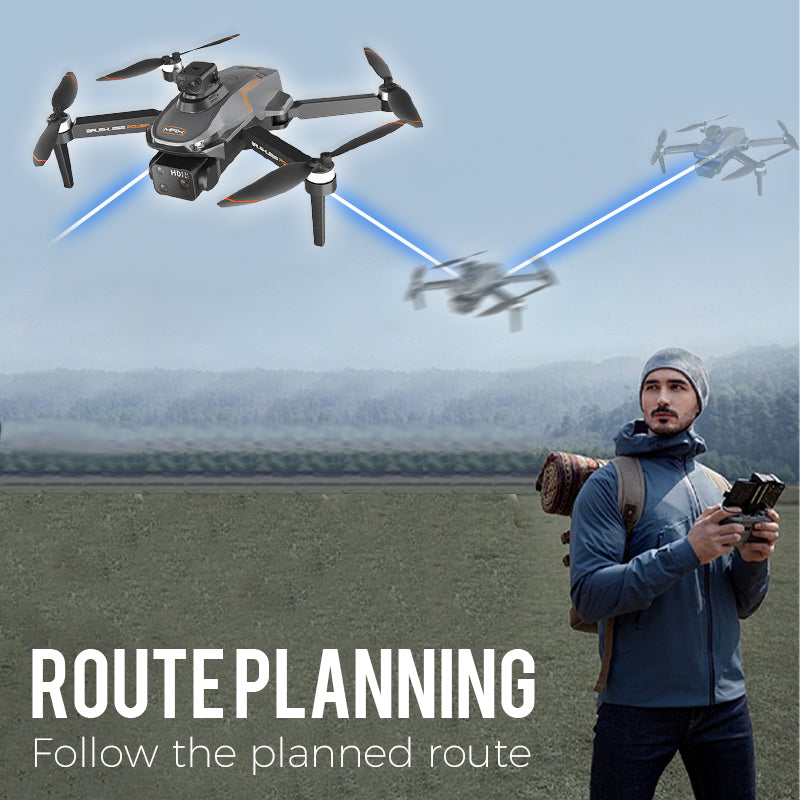 "Professionele drone met dual HD-camera's, opvouwbaar ontwerp, 5G GPS, obstakelvermijding en krachtige motoren."