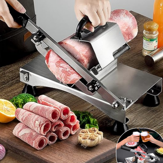 "Professionele roestvrijstalen snijmachine voor keuken, veelzijdig en moeiteloos snijden van vlees, kaas en groenten, instelb