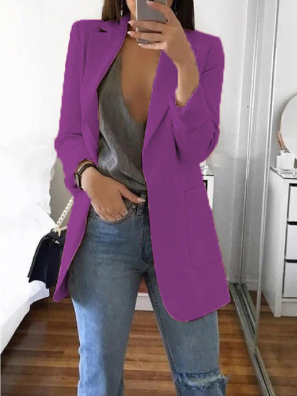 Dames slim-fit blazer in elegante effen kleur. Ideaal als zakelijk vest, maar ook casual draagbaar. Lange mouwen.