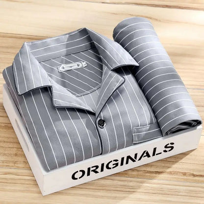 "Pyjama set heren met overhemd, knoopsluiting, elegante stijl, ademende stof, comfort, verschillende kleurenopties"