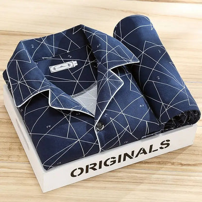 "Pyjama set heren met overhemd, knoopsluiting, elegante stijl, ademende stof, comfort, verschillende kleurenopties"