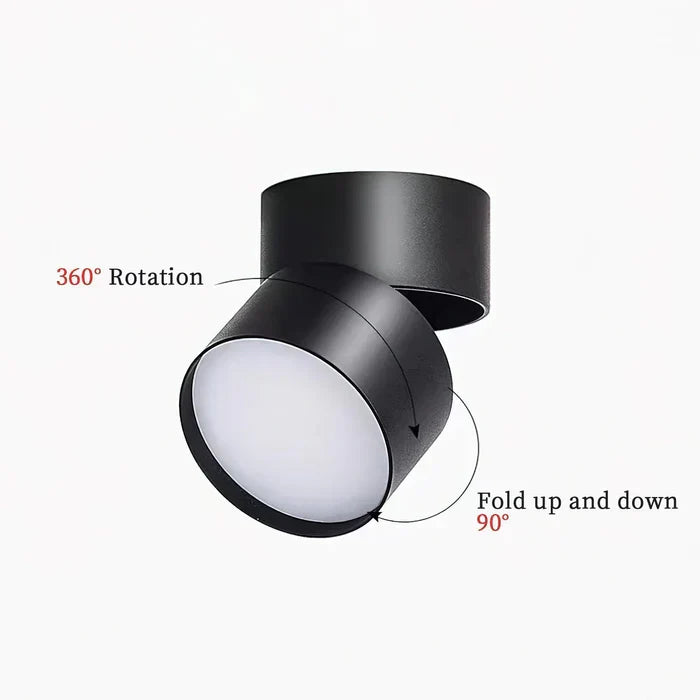 Zwarte LED plafondlamp met helder, verstelbaar licht, perfect voor een strakke werkomgeving.