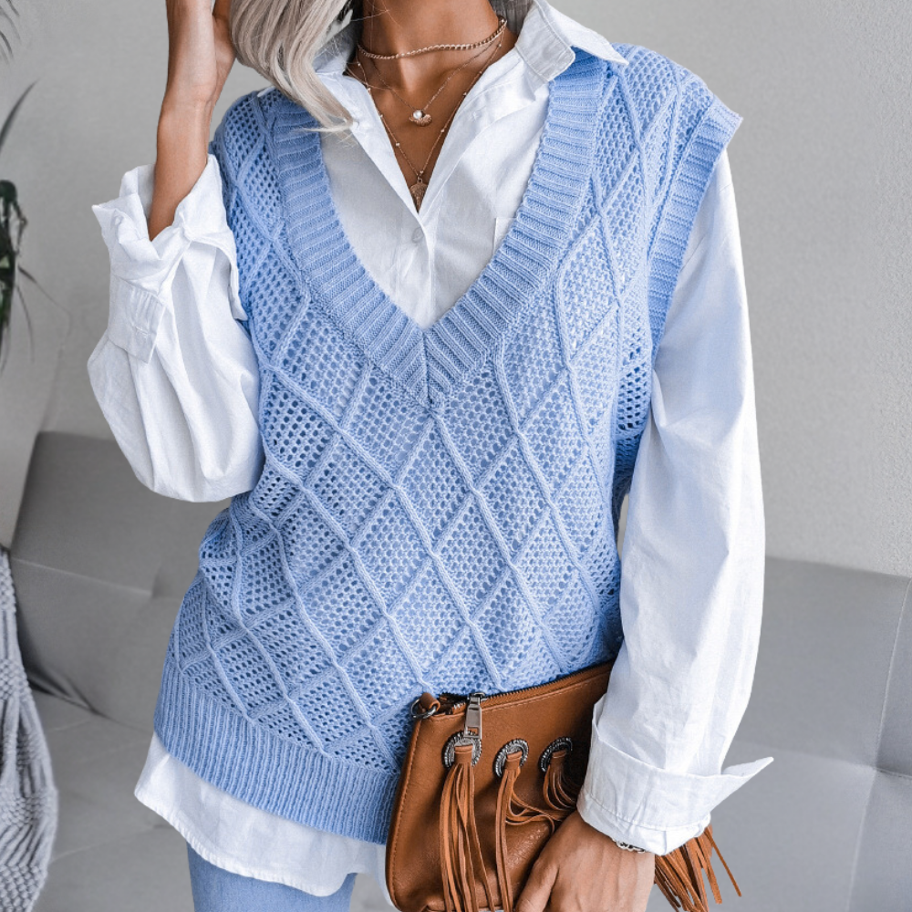 Angeza dames trui, zacht gebreid met lange mouwen, veelzijdig voor een casual of stijlvolle herfstlook.