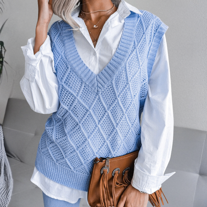 Angeza dames trui, zacht gebreid met lange mouwen, veelzijdig voor een casual of stijlvolle herfstlook.
