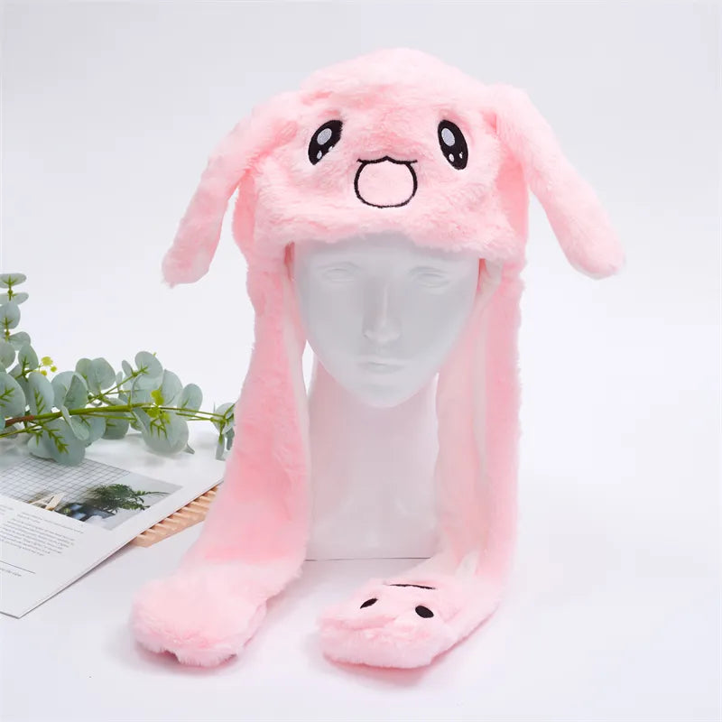 Warme dierenmuts met grappige bewegende konijnenoren, leuk cadeau voor alle leeftijden.