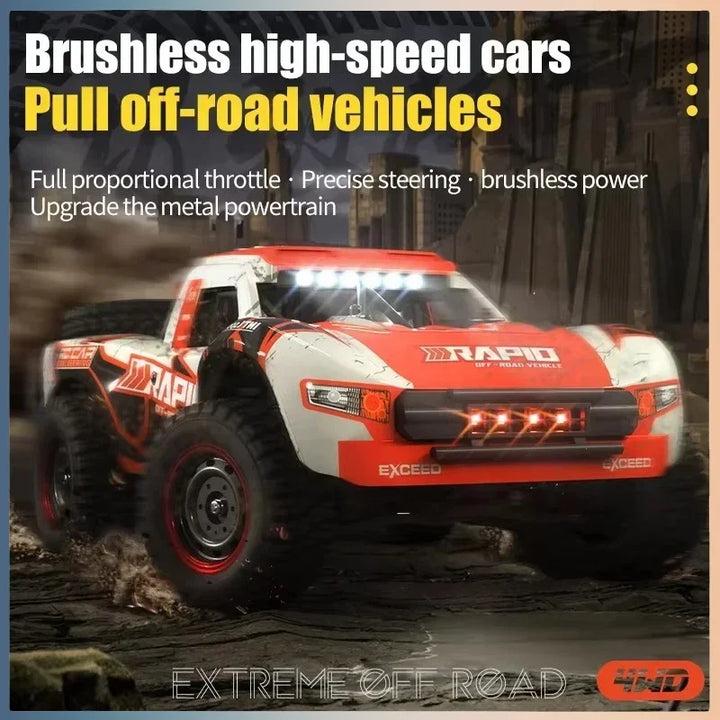 RC monstertruck (70 km/u) borstelloos, geschikt voor kinderen en volwassenen. 4WD off-road racen met afstandsbediening.