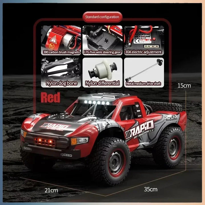 Actievolle RC monstertruck (70 km/u) voor drift en off-road races. Borstelloze motor en 4WD speelgoed auto.