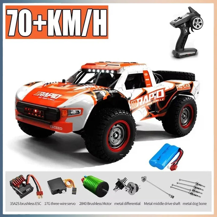 Snelste borstelloze RC monstertruck (70 km/u), 4WD off-road speelgoed voor actieve kinderen en volwassenen.