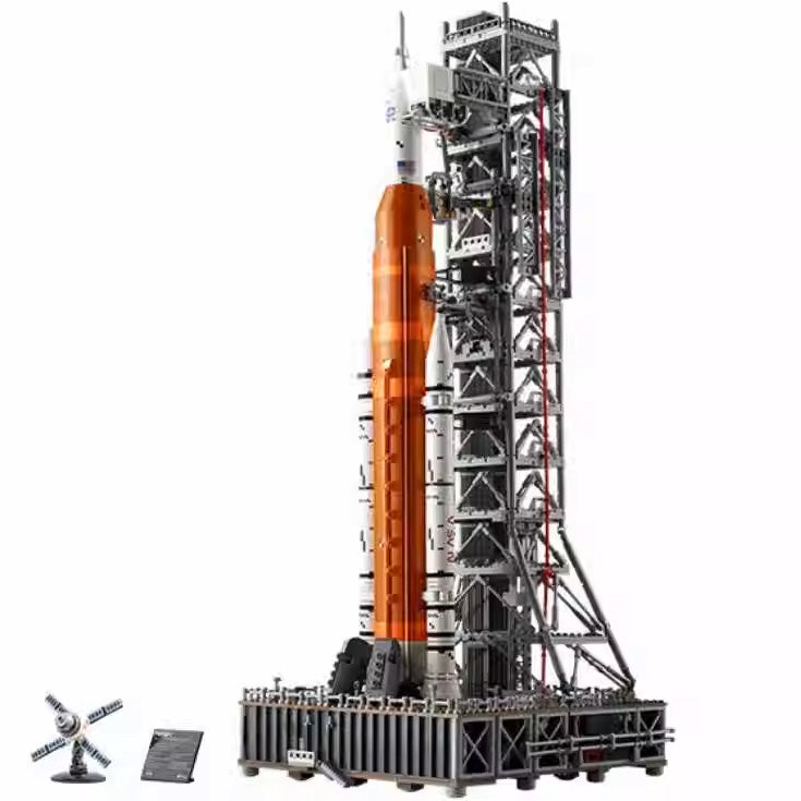 "Realisme NASA Artemis bouwmodel met lanceertoren en afneembare boosters voor ruimtevaartfans en techniekliefhebbers."