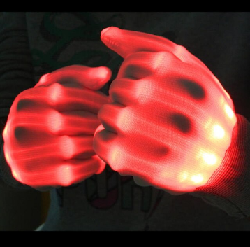 Spookachtige neon LED kinderhandschoenen voor Halloween kostuums. Zichtbaar en leuk in het donker.