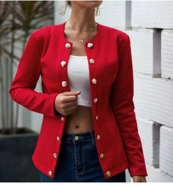 Stijlvolle en comfortabele dames casual jas met o-hals. Ideale modieuze bovenkleding voor elke outfit.