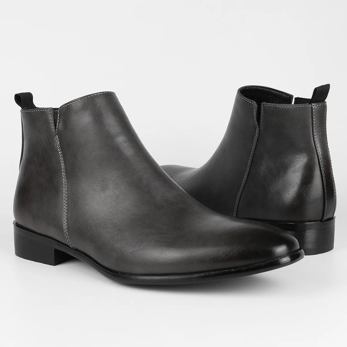 "Retro leren herenlaarzen met rits en vintage design, hoogwaardig bruin leer, comfortabele voering, antislipzool."