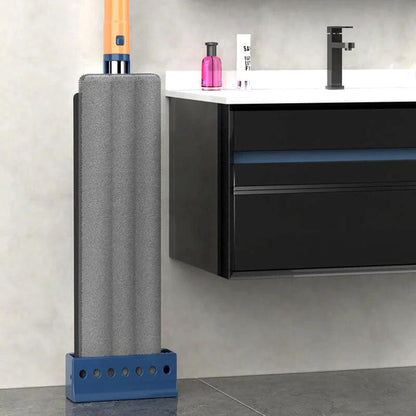 "Revolutionaire mop met 360° rotatie, geïntegreerde schraper en RVS steel voor efficiënte schoonmaak van houten en tegelvloer