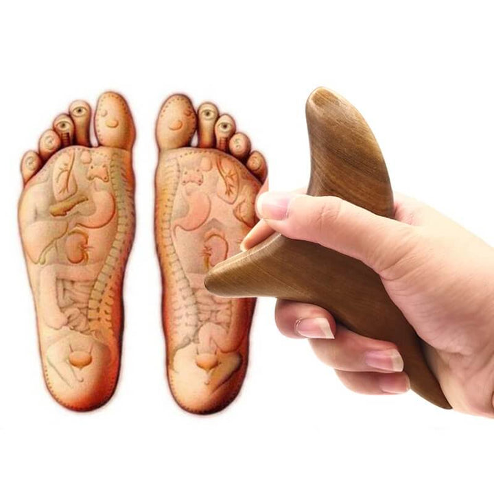 Acupressuur driehoek ZenTri voor hand- en voetmassage, ideaal voor stressverlichting en ontspanning.