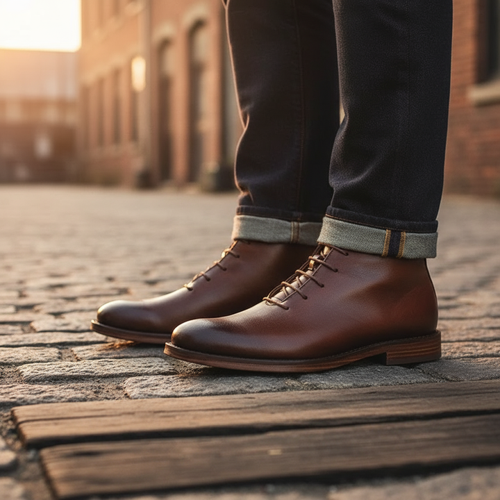 Winterse zwarte heren veterschoenen, robuuste enkellaarsjes die warmte en stijl bieden.