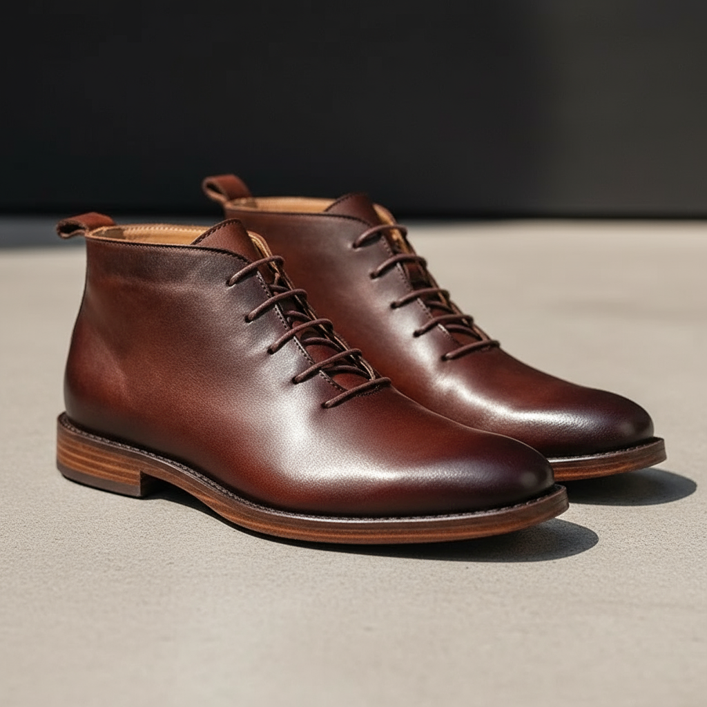 Leren bruine heren veterschoenen, duurzame chukka enkellaarsjes voor elke gelegenheid.