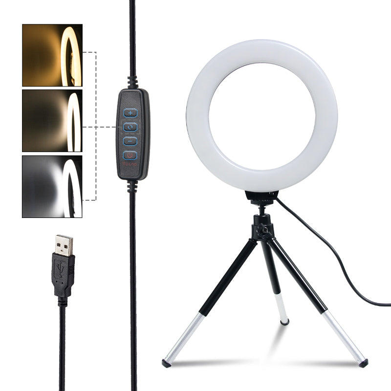 Dimbare LED ringlamp met statief, ideaal voor studioverlichting, TikTok & YouTube video's en perfecte selfies.