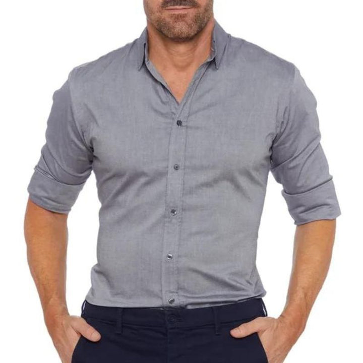 Trendy heren overhemd met kreukvrij design en slimme rits voor een moderne man.