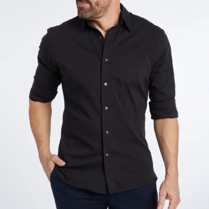 Heren kreukvrij overhemd met slimme rits, ideaal voor zakelijke en casual looks.