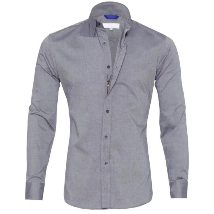 Elegant heren shirt met kreukvrije eigenschappen en slimme rits, gemakkelijk te onderhouden.