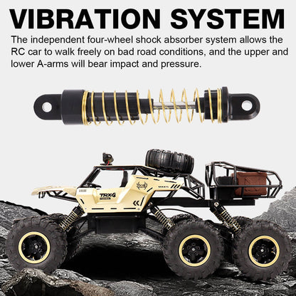 "Robuuste 6-wiel RC monster truck, off-road, 1/12 schaal, met antislipbanden en realistische details voor ultiem avontuur."