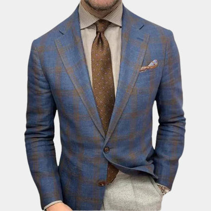 "Rode slank fit herenblazer, modern en veelzijdig, perfect voor elke gelegenheid. Maak je outfit compleet met stijlvolle eleg
