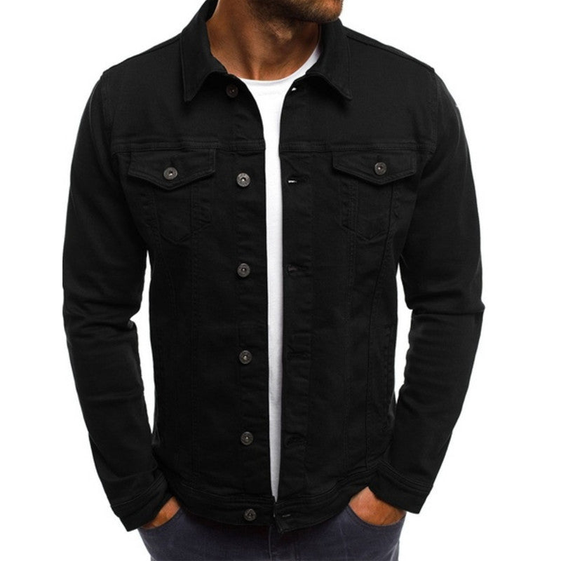 Modern heren denim jack met klassieke pasvorm, perfect voor stijlvolle lente, zomer en herfst mode.