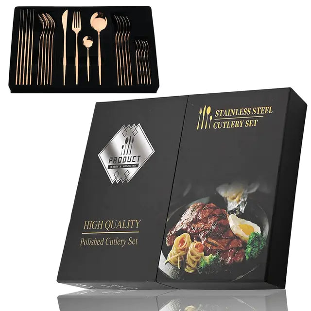 Aurinox 24-delige RVS bestekset voor dagelijks gebruik of speciale gelegenheden, zilver.