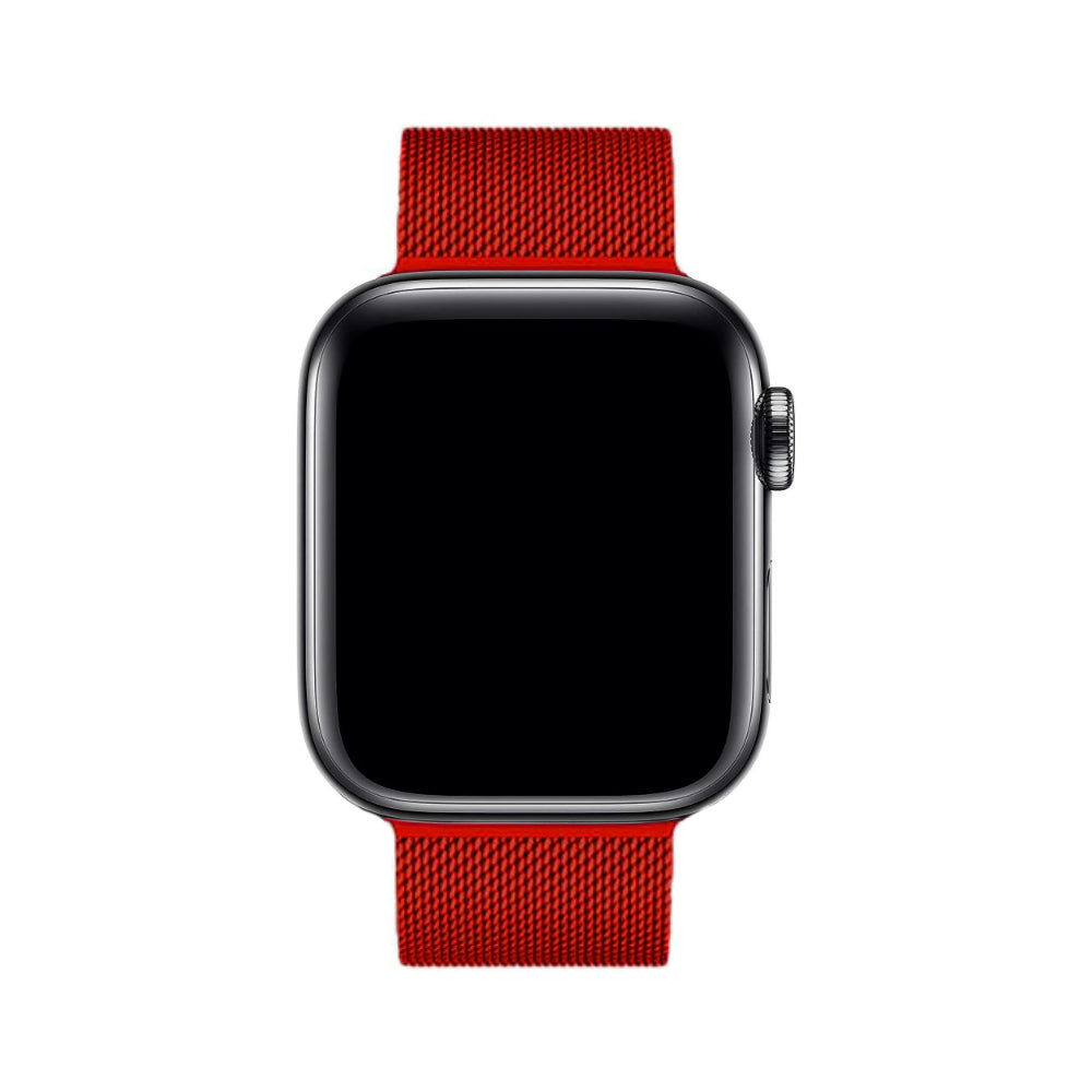Comfortabele Milanese Apple Watch horlogeband van RVS, magnetische sluiting voor moeiteloze aanpassing.