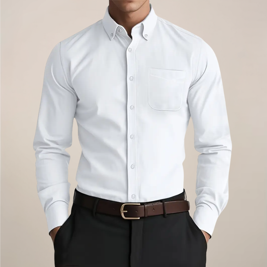 Heren casual overhemd met button-down kraag en lange mouwen, ideaal voor smart casual gelegenheden.
