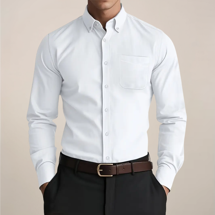 Heren casual overhemd met button-down kraag en lange mouwen, ideaal voor smart casual gelegenheden.