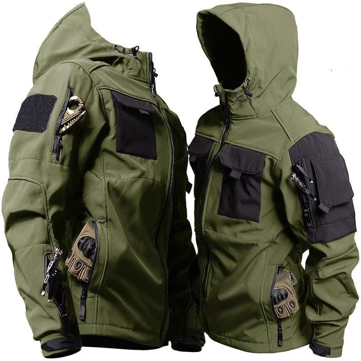 Unisex waterdicht tactisch softshell jack, ideaal voor alle seizoenen, met duurzame bescherming tegen weer.