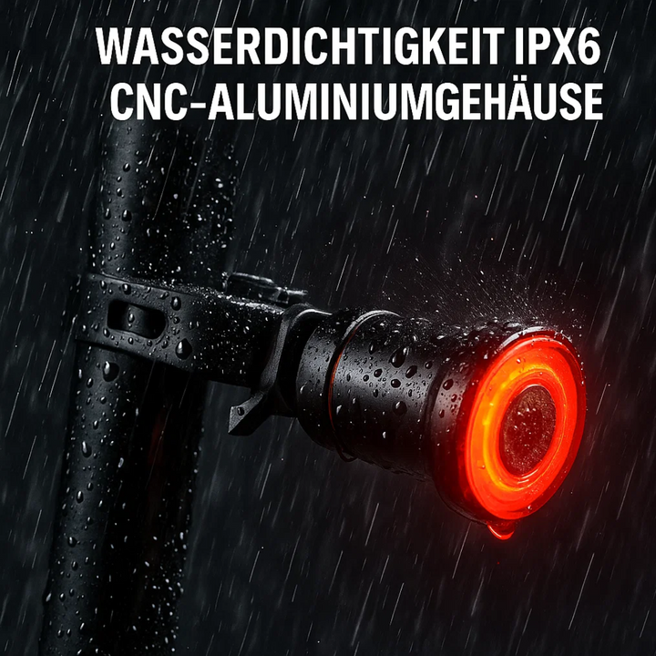 Compact LED achterlicht met remlicht voor racefietsen, oplaadbaar en waterdicht voor zorgeloos fietsen.