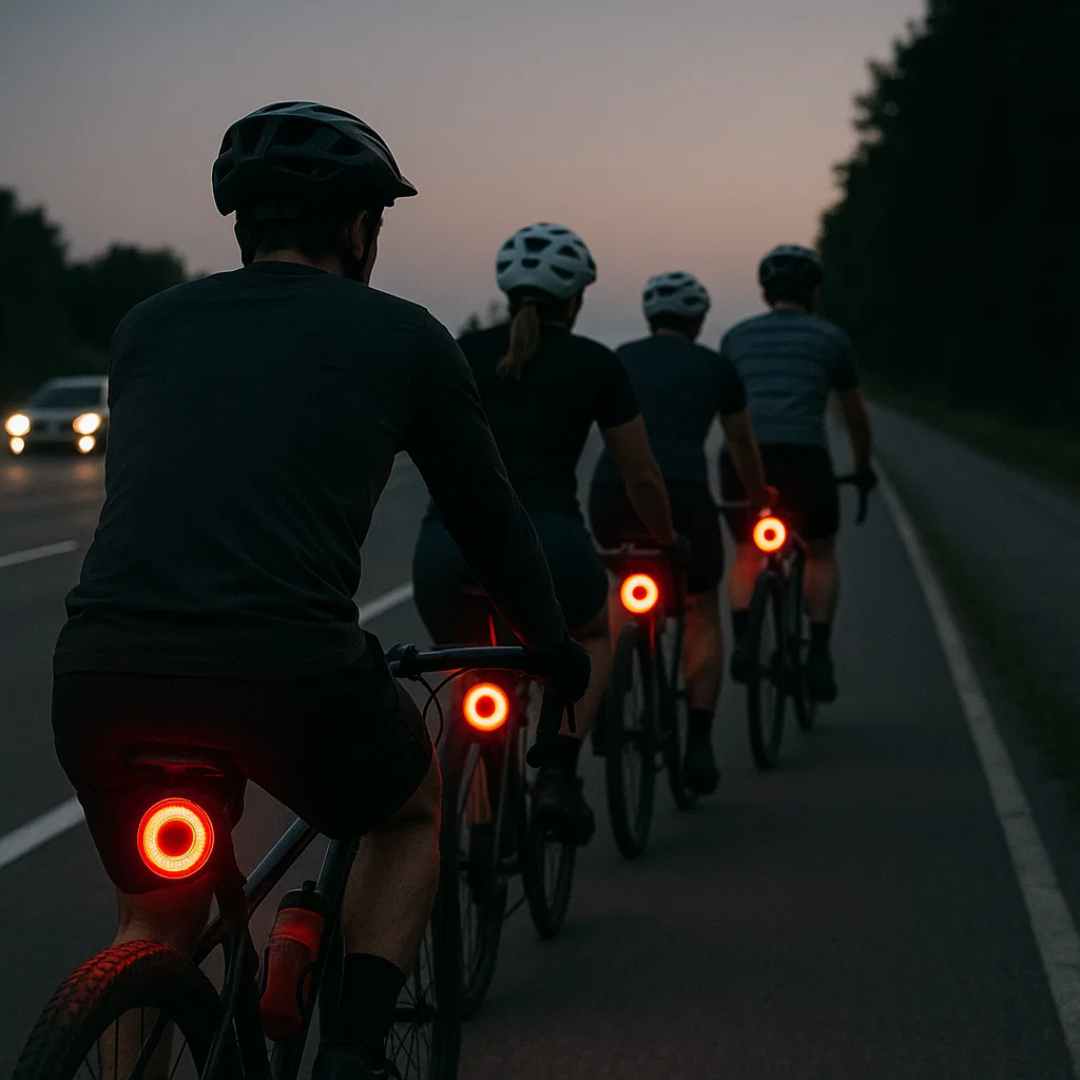 Waterdicht oplaadbaar fietsachterlicht met remlicht, ideale racefietsverlichting voor pendelaars en avondritten.