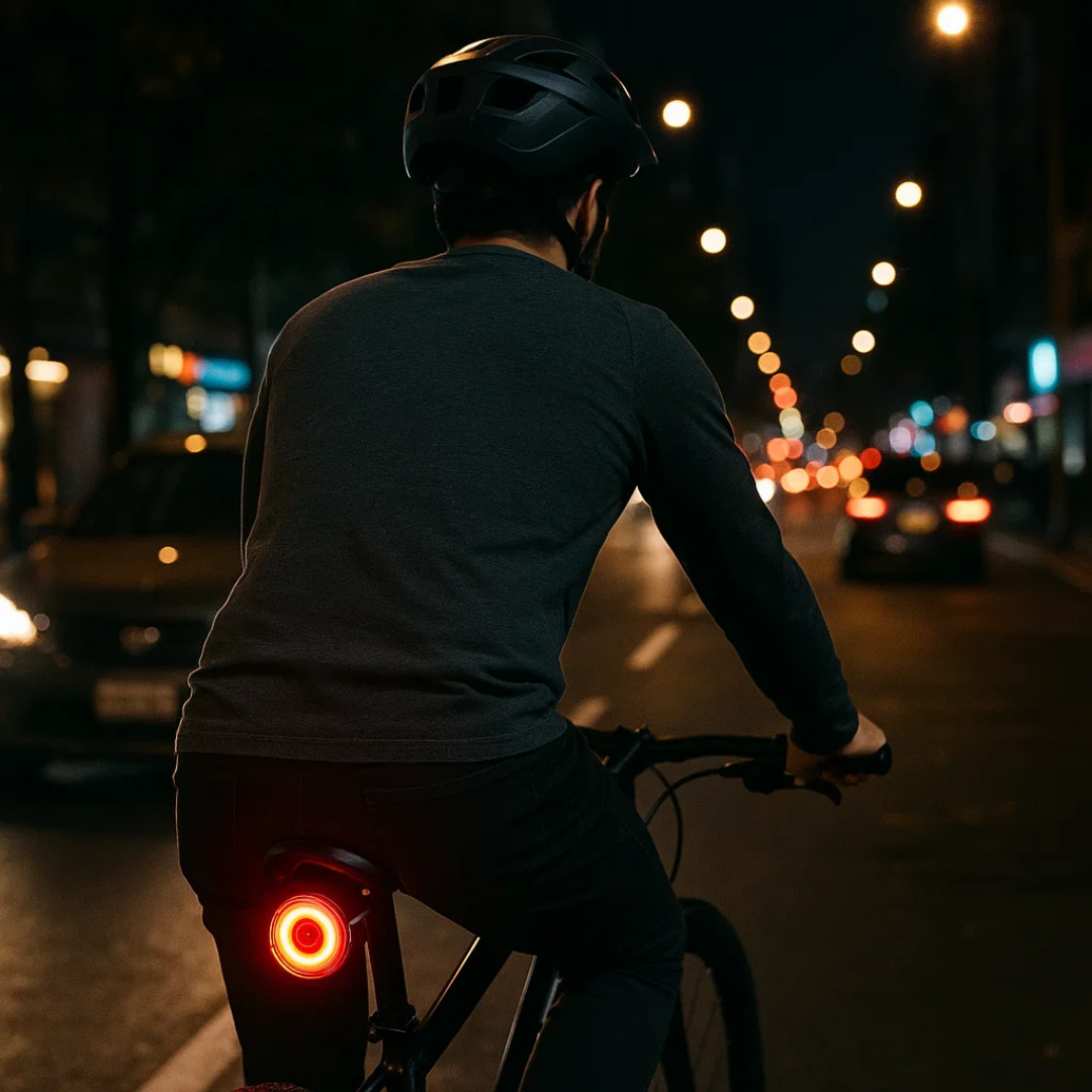 Fietsveiligheid: LED achterlicht en remlicht voor optimaal zicht en betere herkenbaarheid in het verkeer.