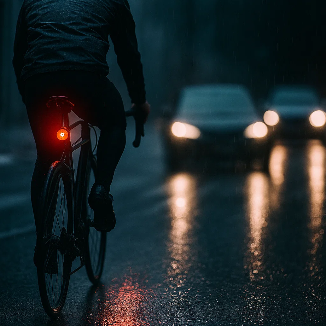 Lichtgewicht fietsachterlicht met remlichtfunctie, ideaal voor racefietsen en dagelijks gebruik.