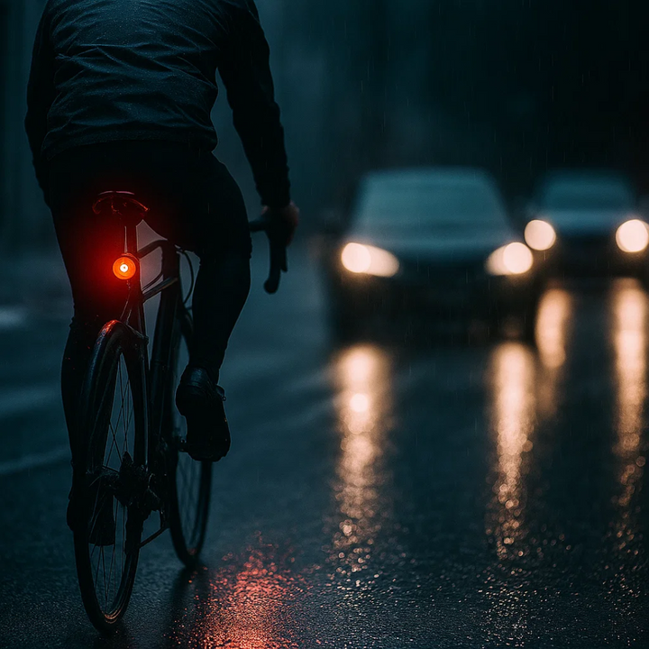 Lichtgewicht fietsachterlicht met remlichtfunctie, ideaal voor racefietsen en dagelijks gebruik.